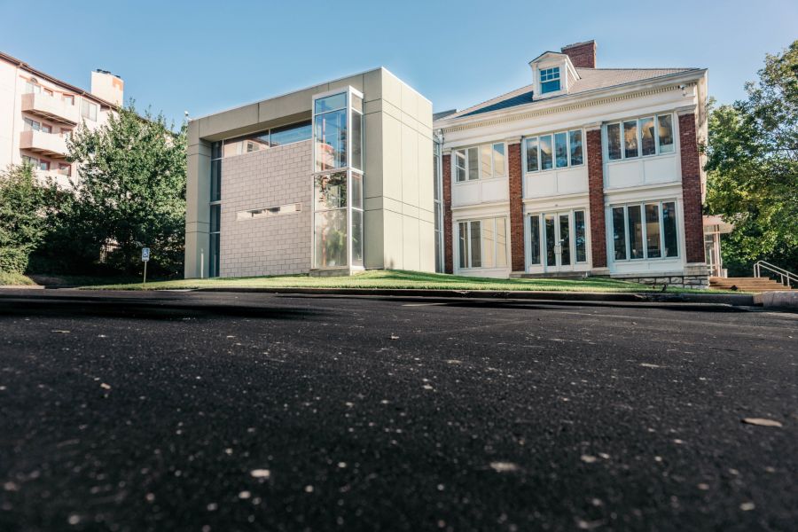 freshly laid asphalt at the Kansas City Arts Institute