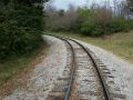railroad track on gravel at World's of Fun