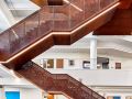 KU staircase above the decorative concrete flooring