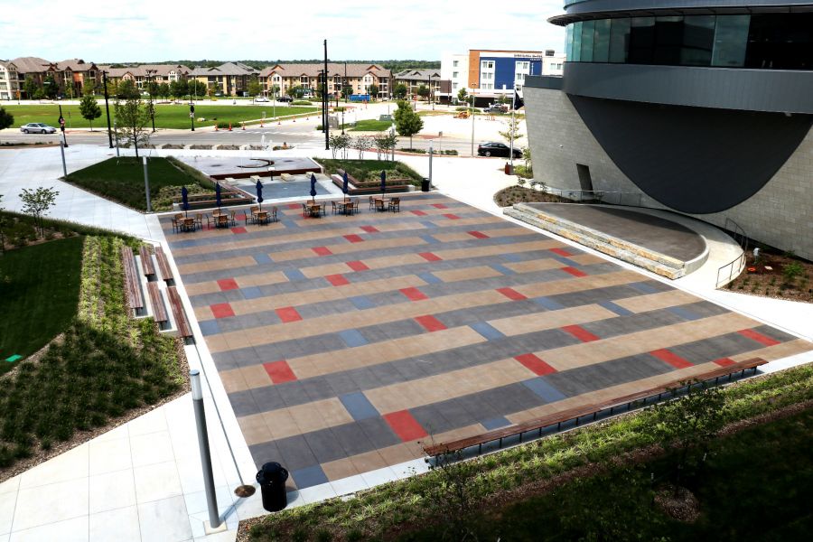 overview of the Lenexa Civic Center area featuring decorative concrete