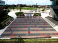 Lenexa Civic Center outdoor area featuring a stage and seating area made of decorative concrete