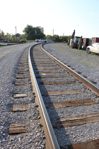 brand new railroad track on gravel