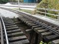 railroad construction on railroad tracks on a bridge